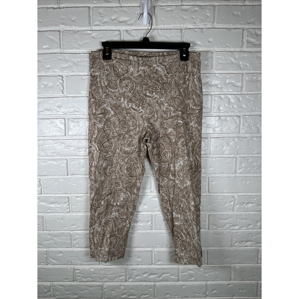 Zac & Rachel Paisley Stretch Capri Pants Size 12 Boho Neutral Y2K Career Casual